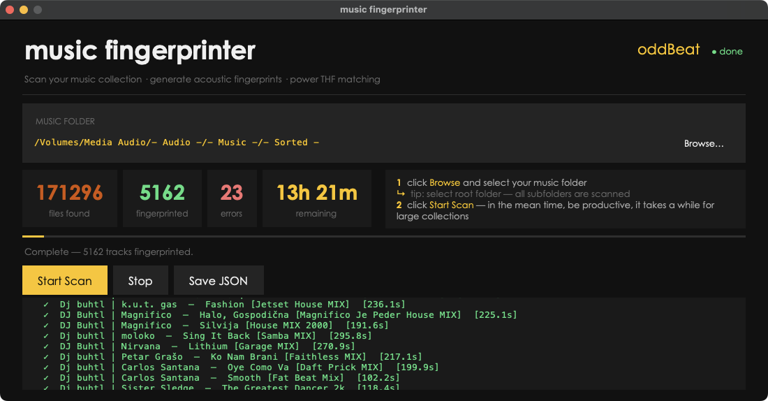 music fingerprinter app preview